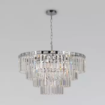Подвесная каскадная люстра хрусталь 10130/10 хром Eurosvet Elegante (Умный дом, Алиса, WiFi, голосовое управление)