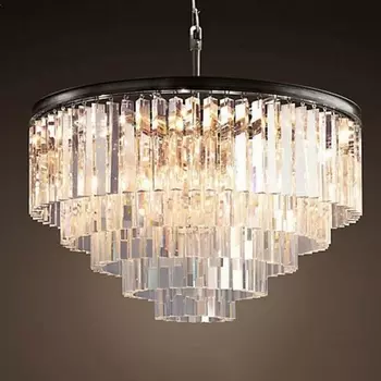 Подвесная каскадная люстра Rh 1920S Odeon Clear Glass Fringe Chandelier D80 ImperiumLoft 40,292 (73479-22)