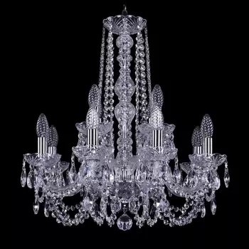 Подвесная люстра хрусталь Bohemia 1402 1402/8+4/195/h-60/Ni подсвечник