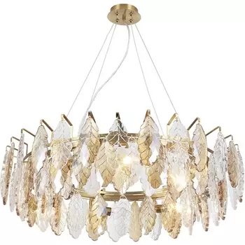 Подвесная люстра хрусталь Crystal Lux TREVI SP8 BRASS листья