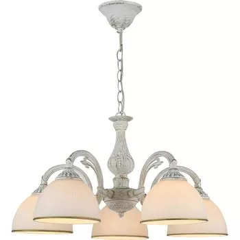 Подвесная люстра Escada Ballad 2134/5S White 5x40Вт E27, металл/стекло, белый с патиной, белый матовый плафон