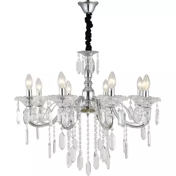 Подвесная люстра Escada Fantail 2111/8P Chrome 8x40Вт E14, металл/хрусталь, хром/прозрачный подсвечник с подвесками