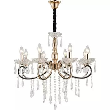 Подвесная люстра Escada Scaleona 2105/8P Gold 8x40Вт E14, металл/хрусталь, золото/прозрачный подсвечник с подвесками