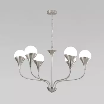 Подвесная люстра Eurosvet Calyx 60169/6 никель (Умный дом, Алиса, WiFi, голосовое управление) шарики