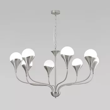 Подвесная люстра Eurosvet Calyx 60169/8 никель (Умный дом, Алиса, WiFi, голосовое управление) шарики