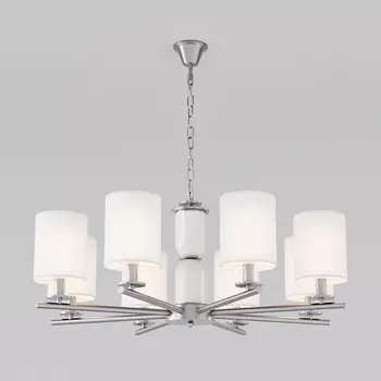 Подвесная люстра Eurosvet Caprera 60146/8 никель (Умный дом, Алиса, WiFi, голосовое управление)