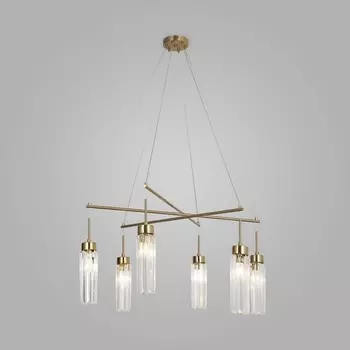 Подвесная люстра хрусталь Eurosvet Gilian 60163/6 латунь (Умный дом, Алиса, WiFi, голосовое управление)