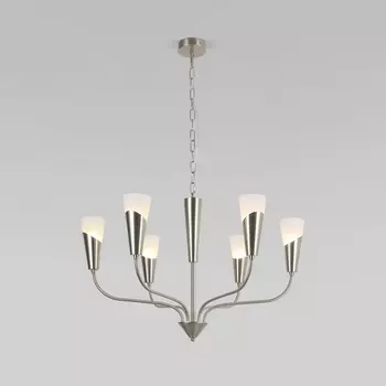 Подвесная люстра Eurosvet Rhyton 60167/6 никель (Умный дом, Алиса, WiFi, голосовое управление)