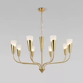 Подвесная люстра Eurosvet Rhyton 60167/8 латунь (Умный дом, Алиса, WiFi, голосовое управление)
