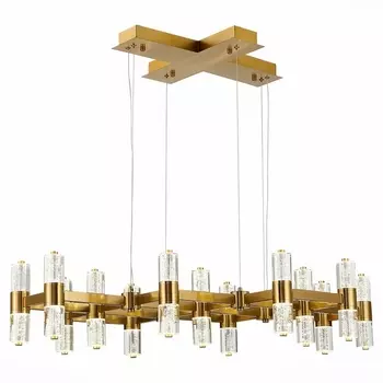 Подвесная люстра светодиодная Латунь/Прозрачный 26*2,5W 4000K ST Luce Gemina SL6007.203.26