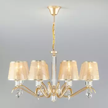 Подвесная люстра хрустальная 60103/8 Eurosvet Alcamo перламутровое золото