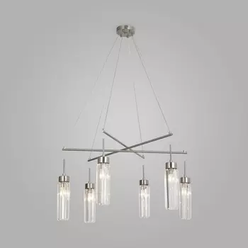 Подвесная люстра хрустальная Eurosvet Gilian 60163/6 никель (Умный дом, Алиса, WiFi, голосовое управление)