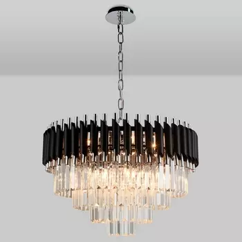 Подвесная люстра хрустальная Natali Kovaltseva DARIAN 76017/10C CHROME BLACK 8 x E14, 40W, CHROME BLACK