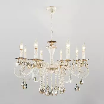 Подвесная люстра хрустальная 10104/8 Eurosvet Ravenna белый с золотом