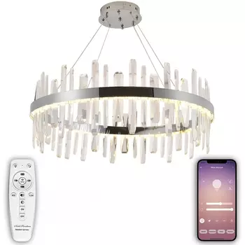 Подвесная люстра хрустальная светодиодная с управлением смартфоном и пультом регулировкой цветовой температурой яркости ночным режимом таймером LAMPS 81257 Natali Kovaltseva Smart Нимбы LED
