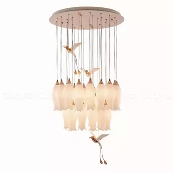 Подвесная люстра каскадная (цветы, птички) Cloyd Argana 11236