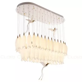 Подвесная люстра каскадная (цветы, птички) Cloyd Argana 11238