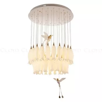 Подвесная люстра каскадная (цветы, птички) Cloyd Argana 11237