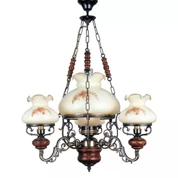 Подвесная люстра под старину в виде керосиновой лампы L.2401/3+1 Reccagni Angelo 2401 L 2401/3+1