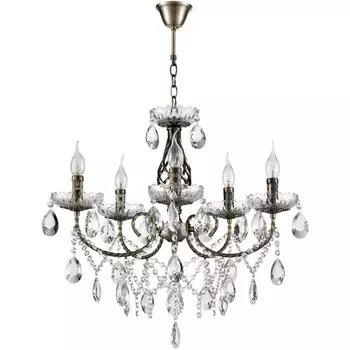 Подвесная люстра Lumion Linn 8190/5 античная бронза, металл/хрусталь E14 5*40W 220V подсвечник с подвесками