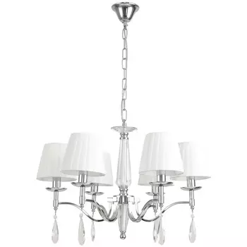 Подвесная люстра Lumion Magda 8316/6 хром/белый, металл/хрусталь/текстиль E14 6*40W 220V