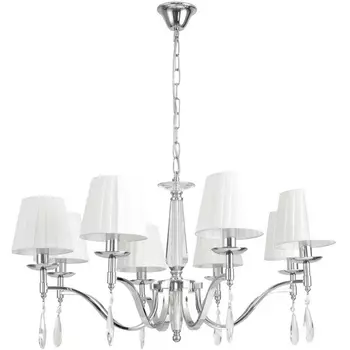 Подвесная люстра Lumion Magda 8316/8 хром/белый, металл/хрусталь/текстиль E14 8*40W 220V