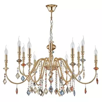 Подвесная люстра Crystal Lux MERCEDES SP6+6 GOLD/COLOR в виде свечи