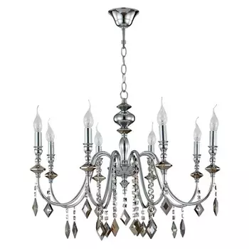 Подвесная люстра Crystal Lux MERCEDES SP8 CHROME/SMOKE в виде свечи