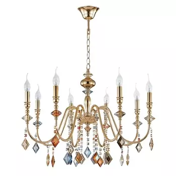 Подвесная люстра Crystal Lux MERCEDES SP8 GOLD/COLOR в виде свечи