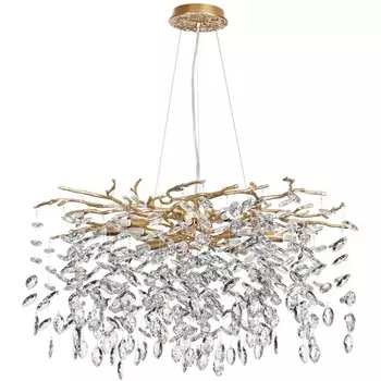 Подвесная люстра Odeon Light Delica 4969/10 HALL античн.бронза/алюмин./хрусталь G9 10*40W лепестки с подвесками