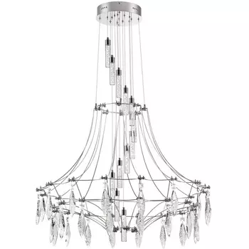 Подвесная люстра каскадная Odeon Light Flamenco 6699/51L хром/металл/хрусталь IP20 LED 51W с подвесками