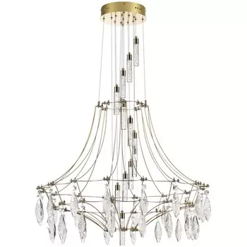 Подвесная люстра каскадная Odeon Light Flamenco 7000/51L золото/металл/хрусталь IP20 LED 51W с подвесками