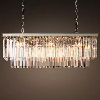 Подвесная люстра Rh 1920S Odeon Clear Glass Fringe Nickel ImperiumLoft 40,1536 (75652-22)