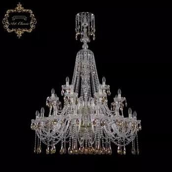 Подвесная люстра с хрустальными подвесками Art Classic 11.12 11.12.16+8+4.400.2d.XL-156.Gd.Sp.K777 подсвечник с подвесками