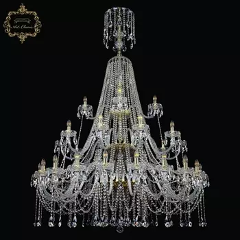 Подвесная люстра с хрустальными подвесками Art Classic 11.12 11.12.20+10+5.530v.3d.XL-205.Gd.Sp