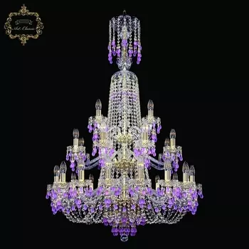 Подвесная люстра с хрустальными подвесками Art Classic 11.24 11.24.16+8+4.300.3d.XL-130.Gd.V7010 подсвечник с подвесками