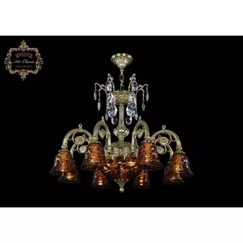 Подвесная люстра с хрустальными подвесками Art Classic 31.14 31.14.8.KR175SP.250IT.G.Sp.Amber.1B