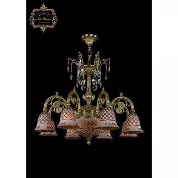 Подвесная люстра с хрустальными подвесками Art Classic 31.14 31.14.8.KR175SP.250IT.G.Sp.Amber.White.1B