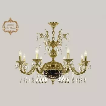 Подвесная люстра с хрустальными подвесками Art Classic 31.29 31.29.8.CK250SP.250GL.G.Sp.Amber.Blue.1B