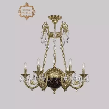 Подвесная люстра с хрустальными подвесками Art Classic 31.44 31.44.6.KR175SP.250IT.G.Sp.Amber.Blue.1A