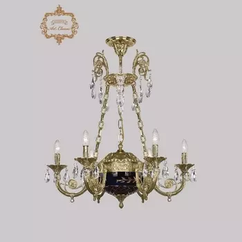 Подвесная люстра с хрустальными подвесками Art Classic 31.44 31.44.6.KR175SP.250IT.G.Sp.Amber.Blue.1B