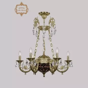 Подвесная люстра с хрустальными подвесками Art Classic 31.44 31.44.6.KR175SP.250IT.G.Sp.Amber.Blue.1D