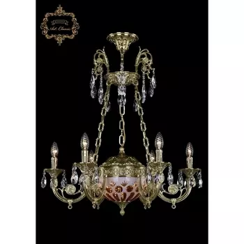 Подвесная люстра с хрустальными подвесками Art Classic 31.44 31.44.6.KR175SP.250IT.G.Sp.Amber.White.1E