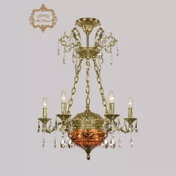 Подвесная люстра с хрустальными подвесками Art Classic 31.51 31.51.6.CK125SP.250SP.G.Sp.Amber.1D