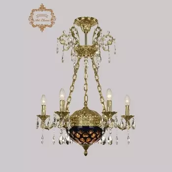 Подвесная люстра с хрустальными подвесками Art Classic 31.51 31.51.6.CK125SP.250SP.G.Sp.Amber.Blue.1E