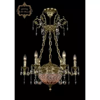 Подвесная люстра с хрустальными подвесками Art Classic 31.51 31.51.6.CK125SP.250SP.G.Sp.Amber.White.1D