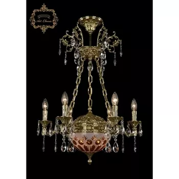 Подвесная люстра с хрустальными подвесками Art Classic 31.51 31.51.6.CK125SP.250SP.G.Sp.Amber.White.1E