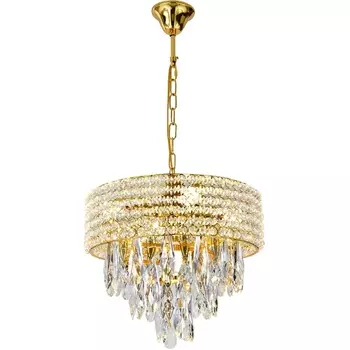 Подвесная люстра с хрустальными подвесками на цепи 140009/5P E14*40W Gold Escada Erawan ES0000013