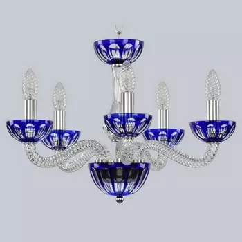 Подвесная люстра с хрусталем 1309/5/165 Ni Cl/Clear-Blue/H-1H (Bohemia)