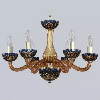 Подвесная люстра с хрусталем 1309/6/200 G Am/Amber-Blue/H-1I (Bohemia)